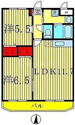 クレストガーデン南柏 2LDKの間取図画像