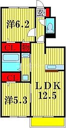 キャトルセゾンF 2LDKの間取図画像