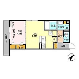 ブラウ天王台 1LDKの間取図画像
