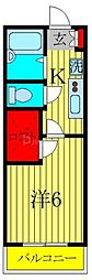 クリサンスマム2 1Kの間取図画像