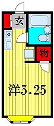 我孫子台ハイツ1棟 ワンルームの間取図画像