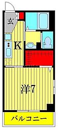 b'CASA天王台 1Kの間取図画像