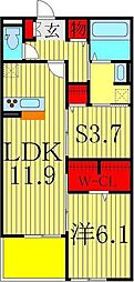 アンプルール 1LDKの間取図画像