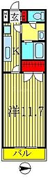 ヴェルメゾン 1Kの間取図画像
