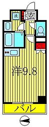 ヒューマンハイム我孫子 ワンルームの間取図画像
