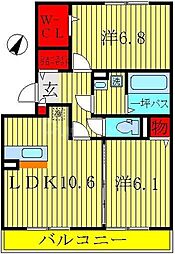 カーザ・ビアンカ 2LDKの間取図画像
