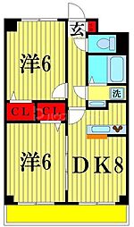 小西第10M&Sビル 2DKの間取図画像