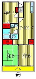 グランドール北小金 3DKの間取図画像