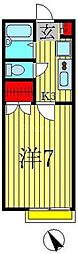 シャインブルー 1Kの間取図画像