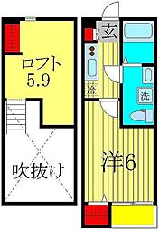 Designer's柏 1Kの間取図画像