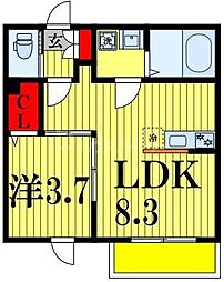 (仮称)グランアークスおおたかの森 1LDKの間取図画像