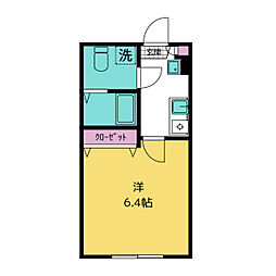 フォレスト井土ヶ谷 2階1Kの間取り