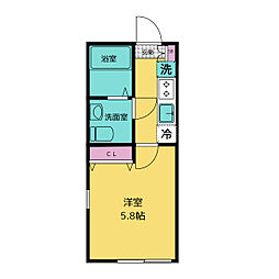 アビュータス横浜 1階1Kの間取り