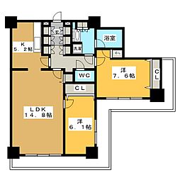 パシフィックロイヤルコートみなとみらい　オーシャンタワー 20階2LDKの間取り
