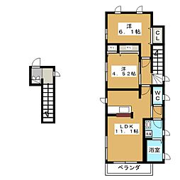 ラリレットA 2LDKの間取図画像