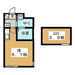 Charlie'sHouse野毛山公園 ワンルームの間取図画像