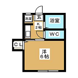 メゾンフジミ 1Kの間取図画像