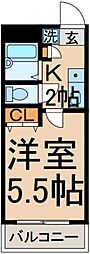 アレイハイム 1階1Kの間取り