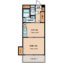 オーク・アベニュー 2階1DKの間取り