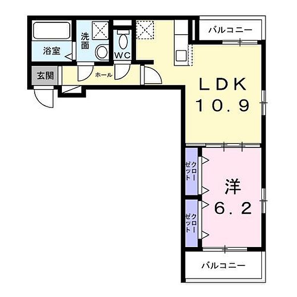 エクラ宝塚 ｜兵庫県宝塚市川面1丁目(賃貸アパート1LDK・2階・41.97㎡)の写真 その2