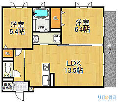 コスモス野上  ｜ 兵庫県宝塚市野上4丁目（賃貸アパート2LDK・1階・57.27㎡） その2