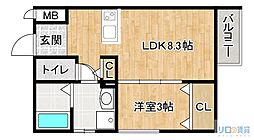 ドエル小花 1階1LDKの間取り