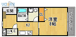 ペピーノ中山 1Kの間取図画像