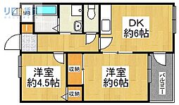フェニス仁川 2DKの間取図画像