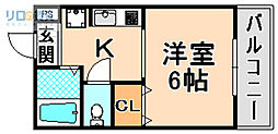 セリバテール伊丹 1Kの間取図画像