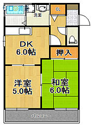 マールハウス 2DKの間取図画像