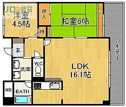 グランツ川西 2LDKの間取図画像