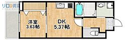 AILE中山寺 1DKの間取図画像