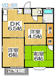 レジデンス仁川2 3DKの間取図画像