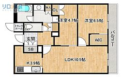 ジオタワー宝塚 グランレジス 2LDKの間取図画像