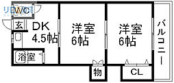 第二宝来マンション 2DKの間取図画像