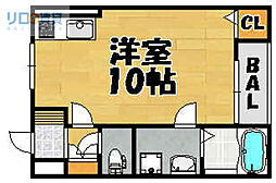 ラソ・ラ南花屋敷 ワンルームの間取図画像