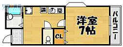 リバティハイムサクライ2 1Kの間取図画像
