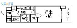エコロジー宝塚レジデンス 1Kの間取図画像