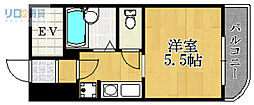 アドミール宝塚 1Kの間取図画像