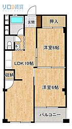 宝塚第5コーポラス 2LDKの間取図画像