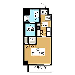 ザ・パークハビオ駒込 5階1Kの間取り