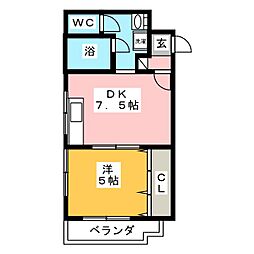 フレームショットビル 4階1DKの間取り