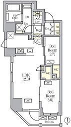 アジールコート王子 2LDKの間取図画像