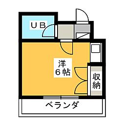 ロアデロア 1Kの間取図画像