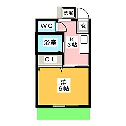 コーポM2 1Kの間取図画像