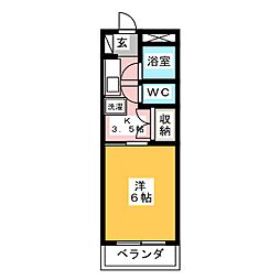 ランドガーデン 1Kの間取図画像
