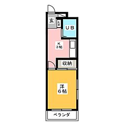 ローラルス 1Kの間取図画像