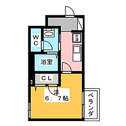 カーサ浮間 1Kの間取図画像