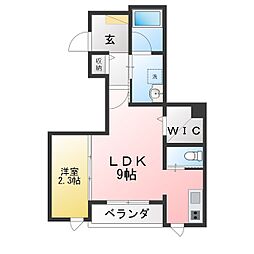 メゾンドマカロン 1LDKの間取図画像