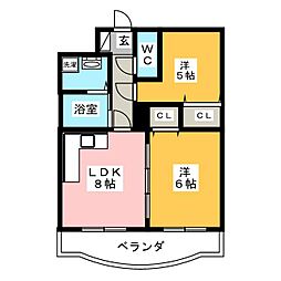 ジェイ・ジルーB 2LDKの間取図画像